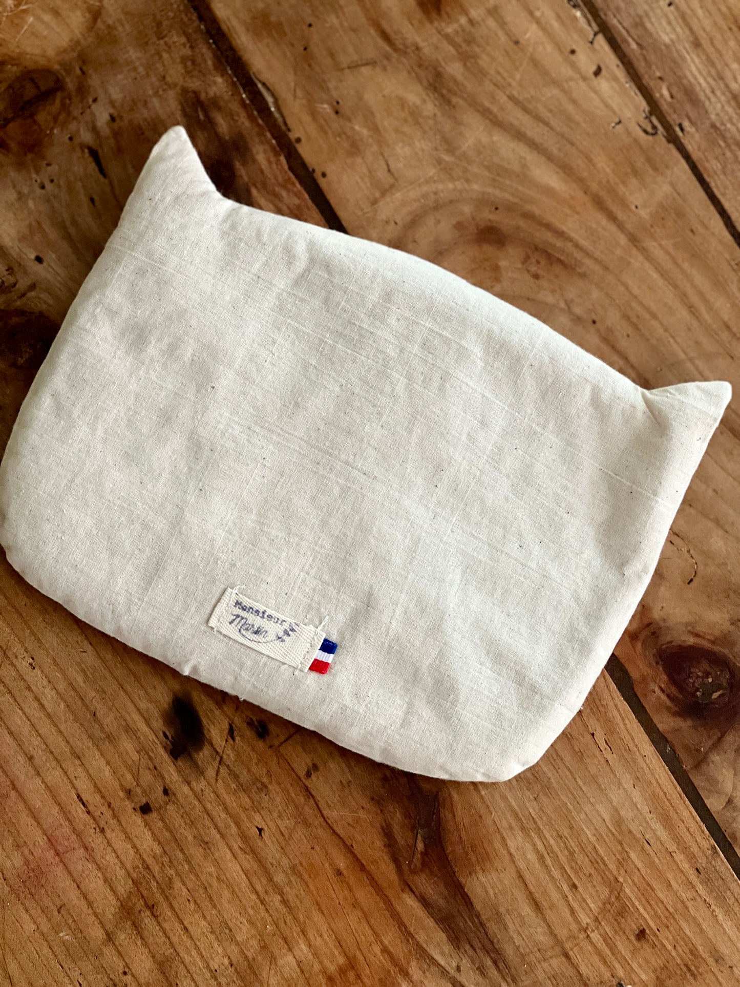 Bouillotte sèche vichy rose poudré – 100 % coton, remplie de graines, réconfortante et artisanale