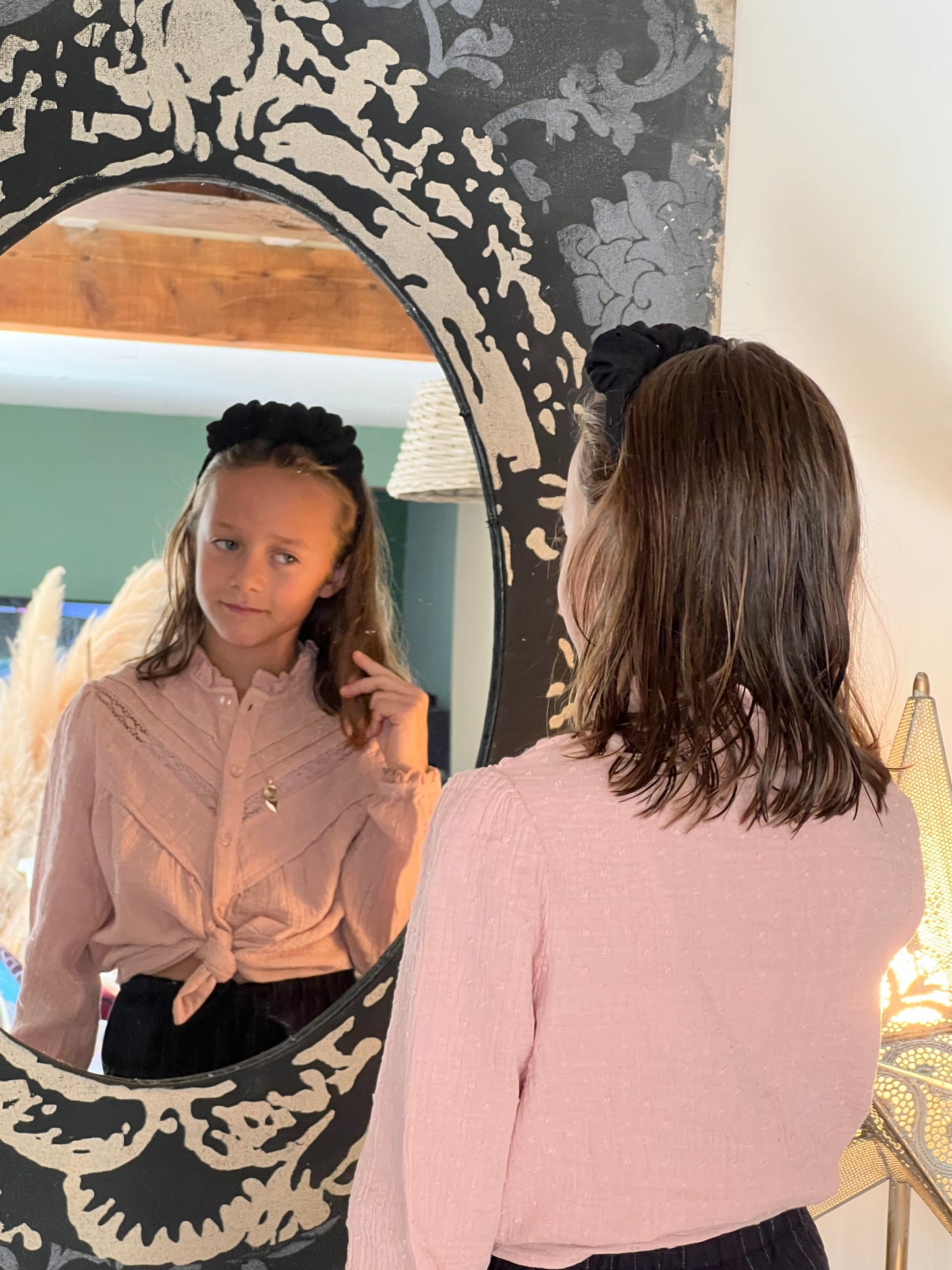 Serre-tête en double gaze noir – Accessoire cheveux chic et intemporel