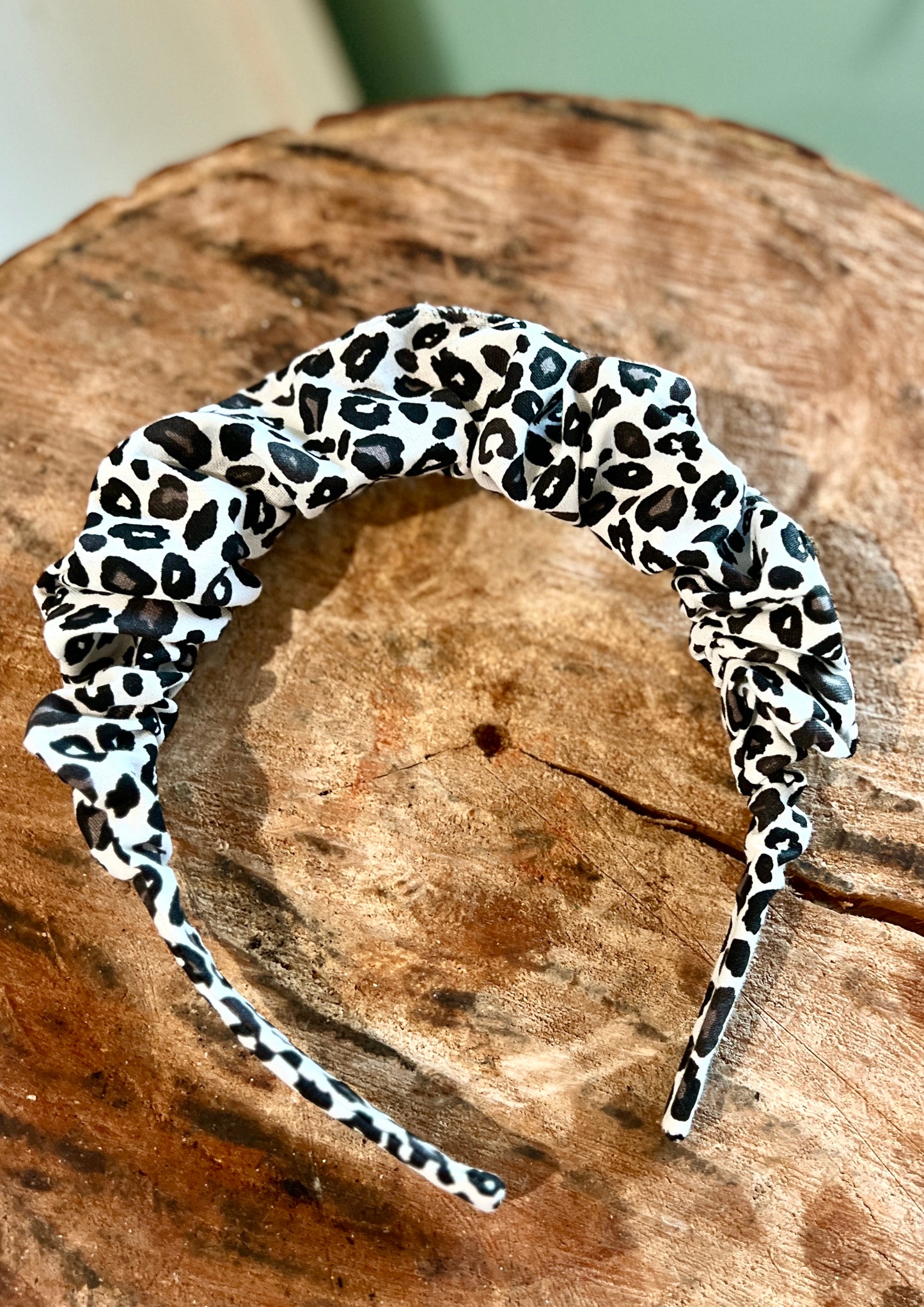 Serre-tête en coton léopard noir et blanc– Accessoire cheveux chic et intemporel