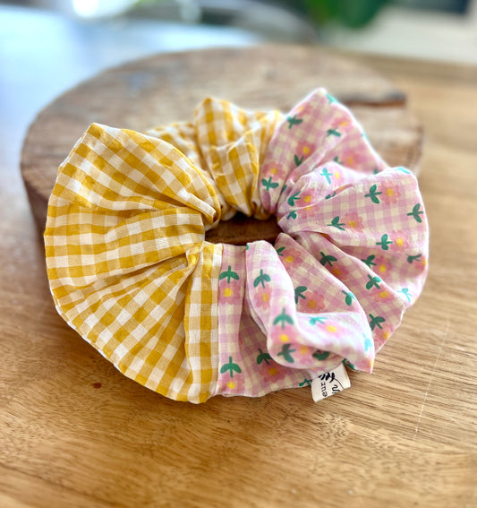 Chouchou XL Jaune & Fleuri Pastel