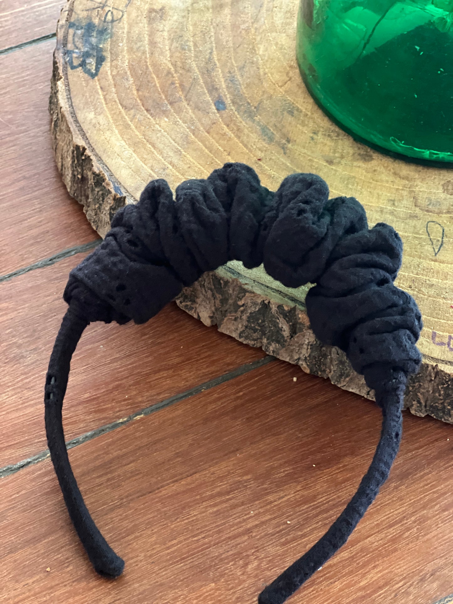 Serre-tête en double gaze noir – Accessoire cheveux chic et intemporel