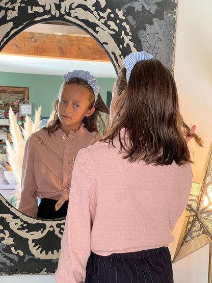 Serre-tête double gaze bleu et blanc  – élégant, léger et intemporel