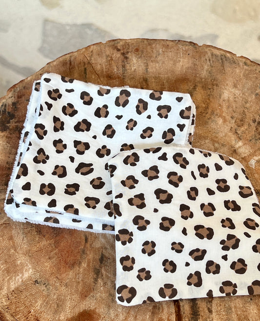 🐆 Lingettes lavables en coton de bambou bio – Motif léopard sauvage