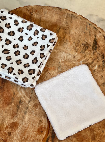 🐆 Lingettes lavables en coton de bambou bio – Motif léopard sauvage