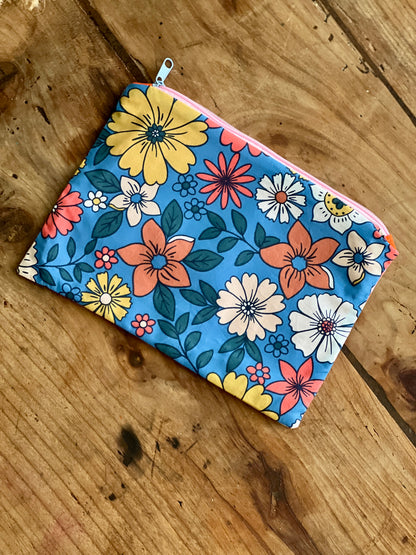 Petite pochette Louisette en coton Vichy – Trousse maquillage ou porte-monnaie orange et rose