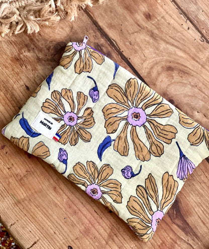 Trousse Louisette matelassée – Pochette de maquillage artisanale en coton
