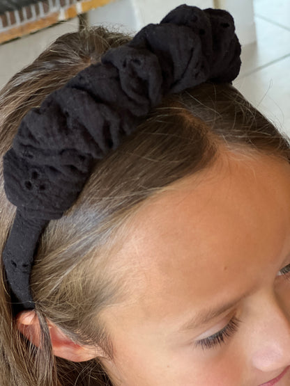 Serre-tête en double gaze noir – Accessoire cheveux chic et intemporel