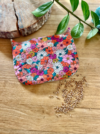 Bouillotte sèche  tissu coton fleur – Artisanale, apaisante et toute douce
