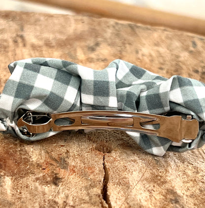 Barrette à clip en tissu Vichy vert d’eau  – Accessoire cheveux artisanal